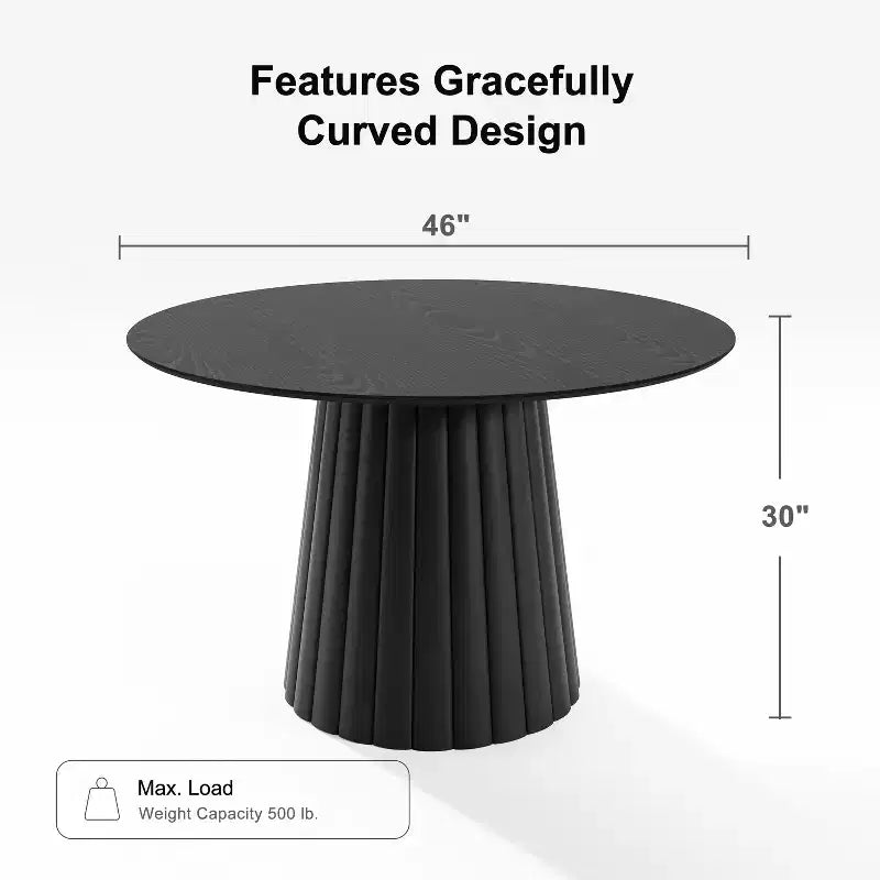 Black Round Dining Table with Personalized Designer Base
