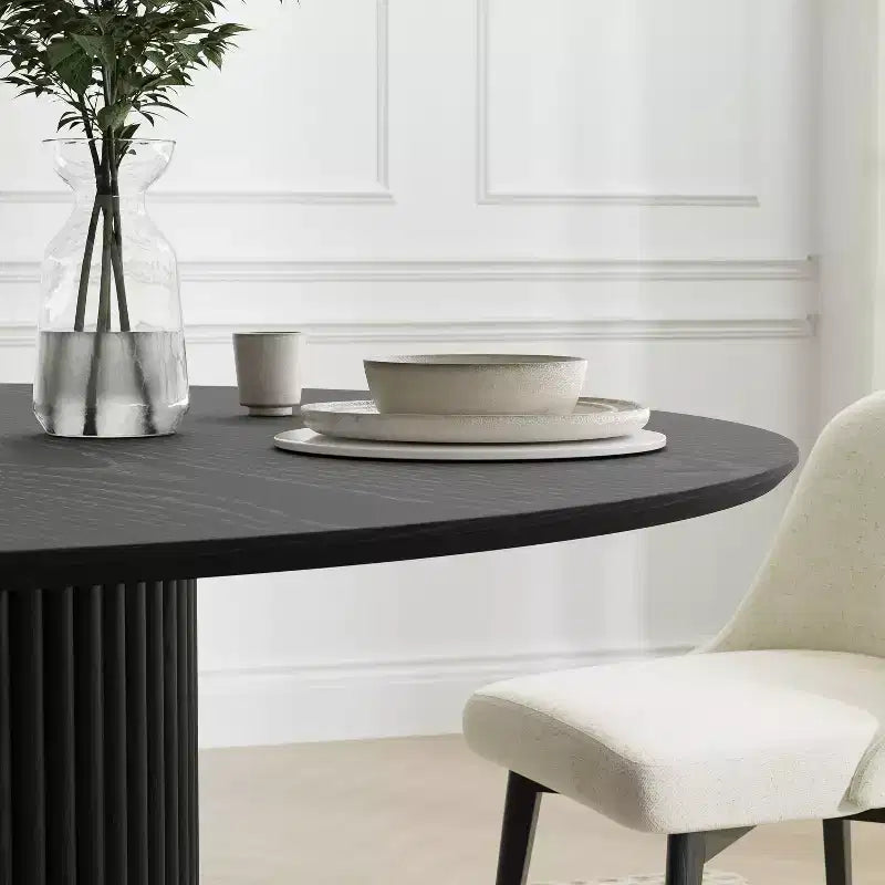 Black Round Dining Table with Personalized Designer Base